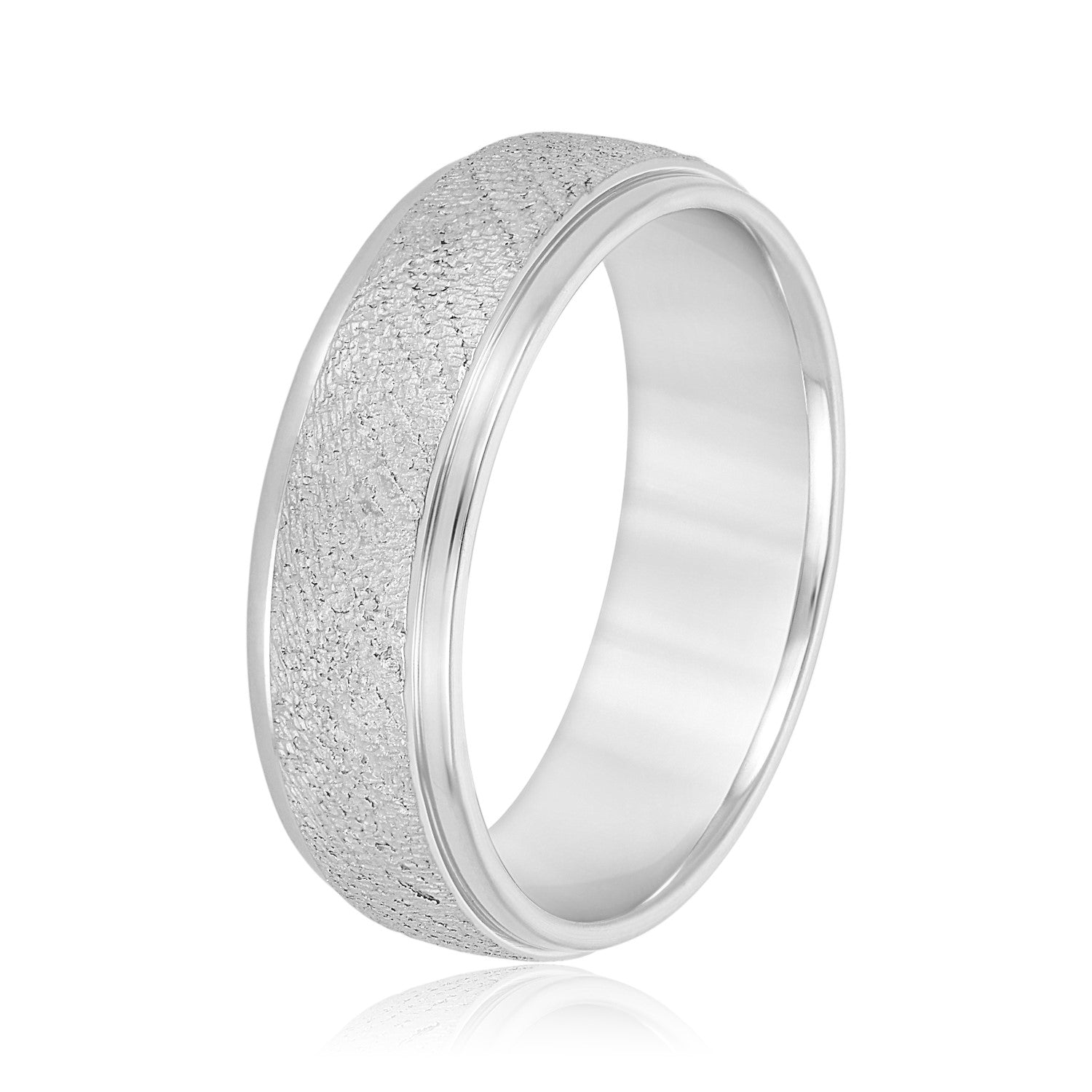 Men's Beveled Ring With Sandblasted Finish-VIRABYANI